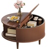 image:imageWLIVE Coffee Table 315 Round Coffee Tables with Storage and Sliding Cabinet Door Mid Century Modern Fluted Center Table for Living Room Small Space Walnut BrownWalnut Brown
