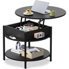 image:imageWLIVE Round Coffee Table 2Tier Wood Coffee Table with Storage Shelf Tapered Legs Circle Wood Small Center Table for Living Room Apartment Easy Assembly BlackBlack
