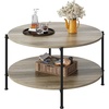 image:imageWLIVE Round Coffee Table 2Tier Wood Coffee Table with Storage Shelf Tapered Legs Circle Wood Small Center Table for Living Room Apartment Easy Assembly BlackGrey
