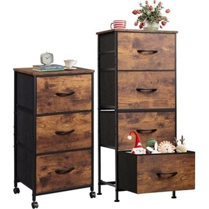 image:imageWLIVE 3 Drawer Dresser and 4 Drawer Dresser Set Dresser for Bedroom Closet Hallway Storage Dresser Organizer Unit Dressers amp Chests of Drawers with Fabric Bins Rustic Brown Wood Grain Print