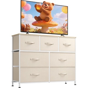 image:imageWLIVE 7 Drawer Dresser TV Stand Entertainment Center Media Console Table with Wood Top for TV up to 45 inch Chest of Drawers for Bedroom Living Room Tiedye Print Pink Purple BlueCream White