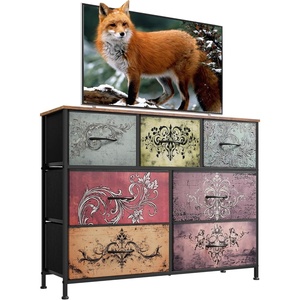 image:imageWLIVE 7 Drawer Dresser TV Stand Entertainment Center Media Console Table with Wood Top for TV up to 45 inch Chest of Drawers for Bedroom Living Room Tiedye Print Pink Purple BluePattern
