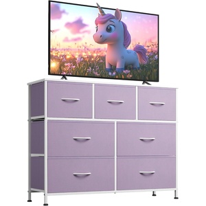 image:imageWLIVE 7 Drawer Dresser TV Stand Entertainment Center Media Console Table with Wood Top for TV up to 45 inch Chest of Drawers for Bedroom Living Room Tiedye Print Pink Purple BluePurple