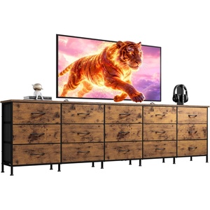 image:imageWLIVE 92 Dresser for Bedroom TV Stand for 98 85 80 75 Inch TV 15 Drawer Long Fabric Dresser with Wood Top Wide Entertainment Center Storage Chest for Living Room Closet Rustic BrownRustic Brown