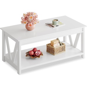 image:imageWLIVE Coffee Table for Living Room 43 Framhouse Coffee Table with 2 Storage Drawers Modern Center Table with Open Display Area Elegant Curved Base BlackAll White
