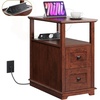 image:imageWLIVE End Table with Charging Station Narrow Side Table for Living Room Farmhouse Nightstand with Storage Small Wooden Cabinet with USB Ports and Outlets for Living Room and Bedroom CherryAntique Cherry