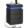image:imageWLIVE Black LED Nightstand with Charging Station Modern Night Stand with 3 Drawers and Sliding Top Bedside Table End Table with Hidden Space for Bedroom Living Room Black