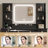 image:imageWLIVE Black Vanity Desk with LED Mirror amp Music Sync RGB Lights Makeup Vanity Table with Chair 3 Adjustable Light Modes Charging Station amp Large Storage Dressing Table for Women Girls Bedroom