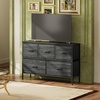 image:imageWLIVE Dresser for Bedroom with 5 Drawers Wide Chest of Drawers Fabric Dresser Storage Organizer Unit with Fabric Bins for Closet Living Room Hallway Tiedye Print Pink Purple BlueCharcoal Black Wood Grain Print