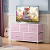 image:imageWLIVE Dresser for Bedroom with 5 Drawers Wide Chest of Drawers Fabric Dresser Storage Organizer Unit with Fabric Bins for Closet Living Room Hallway Tiedye Print Pink Purple BlueCloudy Pink