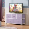 image:imageWLIVE Dresser for Bedroom with 5 Drawers Wide Chest of Drawers Fabric Dresser Storage Organizer Unit with Fabric Bins for Closet Living Room Hallway Tiedye Print Pink Purple BluePurple