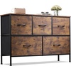image:imageWLIVE Dresser for Bedroom with 5 Drawers Wide Chest of Drawers Fabric Dresser Storage Organizer Unit with Fabric Bins for Closet Living Room Hallway Tiedye Print Pink Purple BlueRustic Brown Wood Grain Print