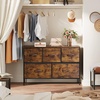 image:imageWLIVE Dresser for Bedroom with 5 Drawers Wide Chest of Drawers Fabric Dresser Storage Organizer Unit with Fabric Bins for Closet Living Room Hallway Tiedye Print Pink Purple BlueRustic Brown Wood Grain Print