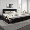 image:imageWLIVE King Size Upholstered Bed Frame with 4 Storage Drawers and Headboard Velvet Platform Bedframe Sturdy Metal amp Wooden Slats Support No Box Spring Needed Easy Assembly BlackBlack