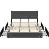 image:imageWLIVE King Size Upholstered Bed Frame with 4 Storage Drawers and Headboard Velvet Platform Bedframe Sturdy Metal amp Wooden Slats Support No Box Spring Needed Easy Assembly BlackDark Grey