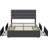 image:imageWLIVE King Size Upholstered Bed Frame with 4 Storage Drawers and Headboard Velvet Platform Bedframe Sturdy Metal amp Wooden Slats Support No Box Spring Needed Easy Assembly BlackDark Grey