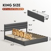 image:imageWLIVE King Size Upholstered Bed Frame with 4 Storage Drawers and Headboard Velvet Platform Bedframe Sturdy Metal amp Wooden Slats Support No Box Spring Needed Easy Assembly BlackDark Grey