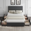 image:imageWLIVE King Size Upholstered Bed Frame with 4 Storage Drawers and Headboard Velvet Platform Bedframe Sturdy Metal amp Wooden Slats Support No Box Spring Needed Easy Assembly BlackDark Grey