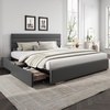 image:imageWLIVE King Size Upholstered Bed Frame with 4 Storage Drawers and Headboard Velvet Platform Bedframe Sturdy Metal amp Wooden Slats Support No Box Spring Needed Easy Assembly BlackDark Grey