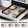 image:imageWLIVE King Size Upholstered Bed Frame with 4 Storage Drawers and Headboard Velvet Platform Bedframe Sturdy Metal amp Wooden Slats Support No Box Spring Needed Easy Assembly BlackBlack