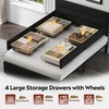 image:imageWLIVE King Size Upholstered Bed Frame with 4 Storage Drawers and Headboard Velvet Platform Bedframe Sturdy Metal amp Wooden Slats Support No Box Spring Needed Easy Assembly BlackBlack
