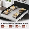 image:imageWLIVE King Size Upholstered Bed Frame with 4 Storage Drawers and Headboard Velvet Platform Bedframe Sturdy Metal amp Wooden Slats Support No Box Spring Needed Easy Assembly BlackBlack