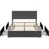 image:imageWLIVE King Size Upholstered Bed Frame with 4 Storage Drawers and Headboard Velvet Platform Bedframe Sturdy Metal amp Wooden Slats Support No Box Spring Needed Easy Assembly BlackDark Grey