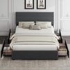 image:imageWLIVE King Size Upholstered Bed Frame with 4 Storage Drawers and Headboard Velvet Platform Bedframe Sturdy Metal amp Wooden Slats Support No Box Spring Needed Easy Assembly BlackDark Grey