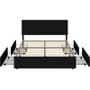 image:imageWLIVE King Size Upholstered Bed Frame with 4 Storage Drawers and Headboard Velvet Platform Bedframe Sturdy Metal amp Wooden Slats Support No Box Spring Needed Easy Assembly BlackBlack