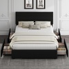 image:imageWLIVE King Size Upholstered Bed Frame with 4 Storage Drawers and Headboard Velvet Platform Bedframe Sturdy Metal amp Wooden Slats Support No Box Spring Needed Easy Assembly BlackBlack