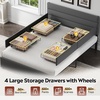 image:imageWLIVE King Size Upholstered Bed Frame with 4 Storage Drawers and Headboard Velvet Platform Bedframe Sturdy Metal amp Wooden Slats Support No Box Spring Needed Easy Assembly BlackDark Grey
