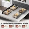 image:imageWLIVE King Size Upholstered Bed Frame with 4 Storage Drawers and Headboard Velvet Platform Bedframe Sturdy Metal amp Wooden Slats Support No Box Spring Needed Easy Assembly BlackDark Grey