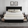 image:imageWLIVE King Size Upholstered Bed Frame with 4 Storage Drawers and Headboard Velvet Platform Bedframe Sturdy Metal amp Wooden Slats Support No Box Spring Needed Easy Assembly BlackBlack