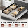 image:imageWLIVE King Size Upholstered Bed Frame with 4 Storage Drawers and Headboard Velvet Platform Bedframe Sturdy Metal amp Wooden Slats Support No Box Spring Needed Easy Assembly BlackDark Grey