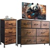 image:imageWLIVE 3 Drawer Dresser and 7 Drawer Dresser Set Dresser for Bedroom Closet Hallway Storage Dresser Organizer Unit Dressers amp Chests of Drawers with Fabric Bins Rustic Brown Wood Grain Print