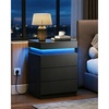 image:imageWLIVE Black LED Nightstand with Charging Station Modern Night Stand with 3 Drawers and Sliding Top Bedside Table End Table with Hidden Space for Bedroom Living Room Black