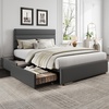 image:imageWLIVE King Size Upholstered Bed Frame with 4 Storage Drawers and Headboard Velvet Platform Bedframe Sturdy Metal amp Wooden Slats Support No Box Spring Needed Easy Assembly BlackDark Grey