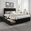 image:imageWLIVE King Size Upholstered Bed Frame with 4 Storage Drawers and Headboard Velvet Platform Bedframe Sturdy Metal amp Wooden Slats Support No Box Spring Needed Easy Assembly BlackBlack