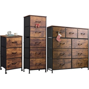 image:imageWLIVE 3 Drawer Dresser 5 Drawer and 9 Drawer Dresser Set Dresser for Bedroom Closet Hallway Storage Dresser Organizer Unit Dressers amp Chests of Drawers Rustic Brown Wood Grain Print