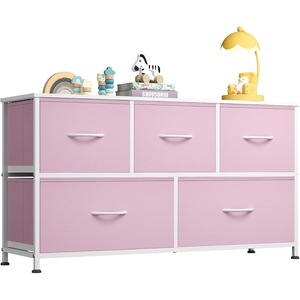 image:imageWLIVE Dresser for Bedroom with 5 Drawers Wide Chest of Drawers Fabric Dresser Storage Organizer Unit with Fabric Bins for Closet Living Room Hallway Tiedye Print Pink Purple BlueCloudy Pink