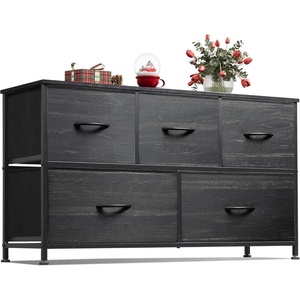 image:imageWLIVE Dresser for Bedroom with 5 Drawers Wide Chest of Drawers Fabric Dresser Storage Organizer Unit with Fabric Bins for Closet Living Room Hallway Tiedye Print Pink Purple BlueCharcoal Black Wood Grain Print