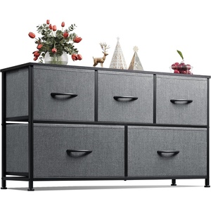 image:imageWLIVE Dresser for Bedroom with 5 Drawers Wide Chest of Drawers Fabric Dresser Storage Organizer Unit with Fabric Bins for Closet Living Room Hallway Tiedye Print Pink Purple BlueDark Gray