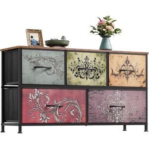 image:imageWLIVE Dresser for Bedroom with 5 Drawers Wide Chest of Drawers Fabric Dresser Storage Organizer Unit with Fabric Bins for Closet Living Room Hallway Tiedye Print Pink Purple BluePattern