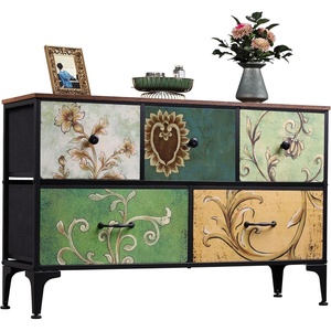 image:imageWLIVE Dresser for Bedroom with 5 Drawers Wide Chest of Drawers Fabric Dresser Storage Organizer Unit with Fabric Bins for Closet Living Room Hallway Tiedye Print Pink Purple BlueFloral Painted