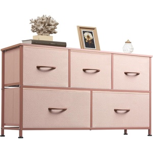 image:imageWLIVE Dresser for Bedroom with 5 Drawers Wide Chest of Drawers Fabric Dresser Storage Organizer Unit with Fabric Bins for Closet Living Room Hallway Tiedye Print Pink Purple BluePink and Rose Gold