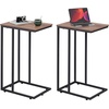 image:imageWLIVE C Shaped End Table Small Side Table for Couch Sofa TV Tray C Table for Living Room Bedroom Home Office Small Spaces Rustic BrownBrown