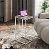 image:imageWLIVE C Shaped End Table Small Side Table for Couch Sofa TV Tray C Table for Living Room Bedroom Home Office Small Spaces Rustic BrownGreige