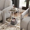 image:imageWLIVE C Shaped End Table Small Side Table for Couch Sofa TV Tray C Table for Living Room Bedroom Home Office Small Spaces Rustic BrownGreige