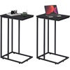 image:imageWLIVE C Shaped End Table Small Side Table for Couch Sofa TV Tray C Table for Living Room Bedroom Home Office Small Spaces Rustic BrownRelief Black