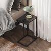 image:imageWLIVE C Shaped End Table Small Side Table for Couch Sofa TV Tray C Table for Living Room Bedroom Home Office Small Spaces Rustic BrownRelief Black